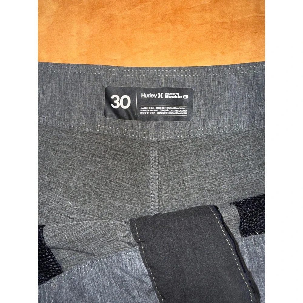 Hurley Buckle Mens‎ Board Shorts 30 American Flag Stars Stripes Black Gray Swim